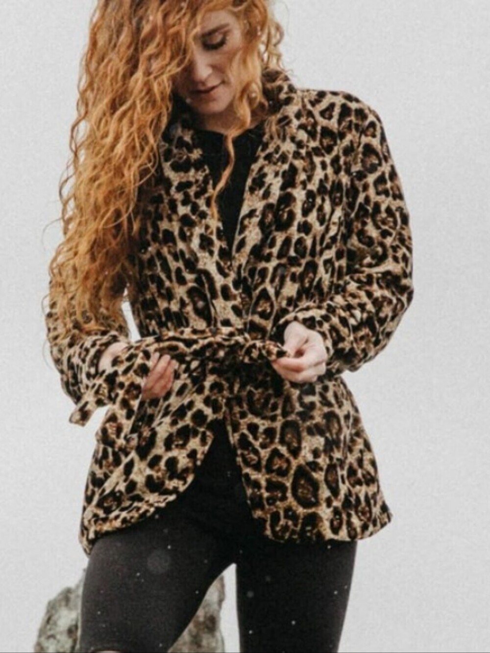 Velvet by Graham & Spencer Calla belted jacket in a leopard size xs